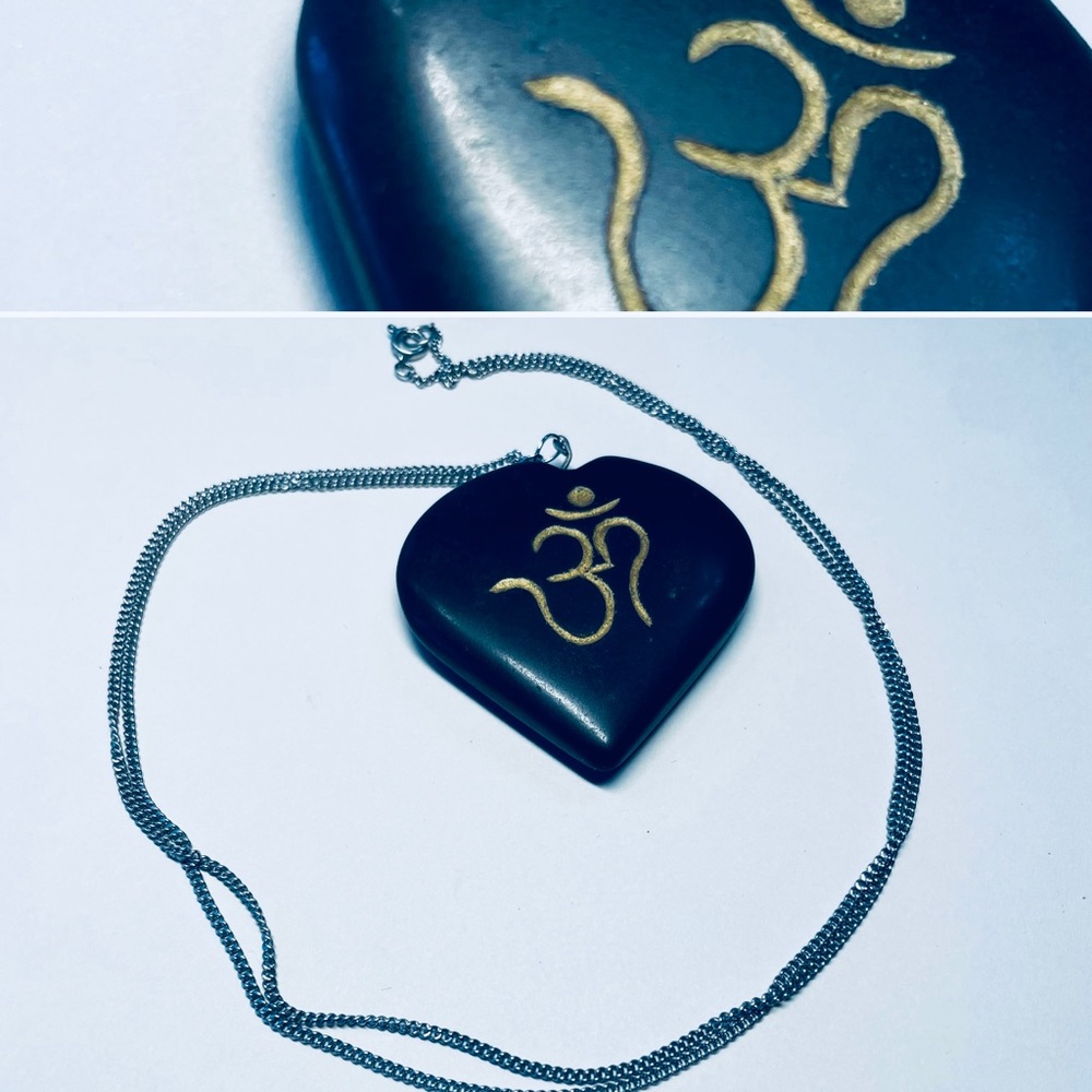 OM Heart Pendant Necklace